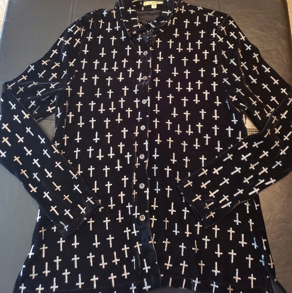 Velvet with Metallic Crosses Tunic